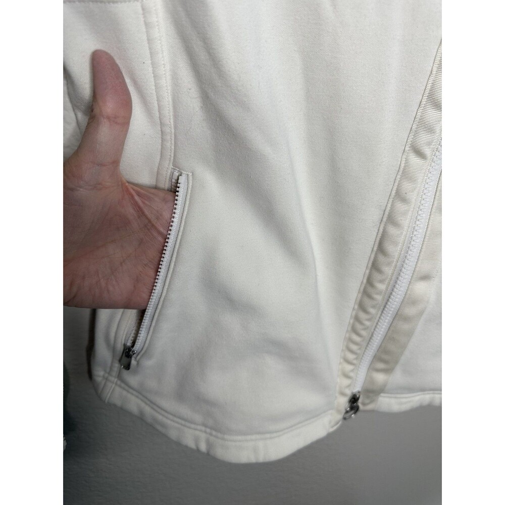 Athleta Moto Jacket Womens Medium Stretch White Asymmetrical Zip Pockets Fleece - Picture 3 of 6
